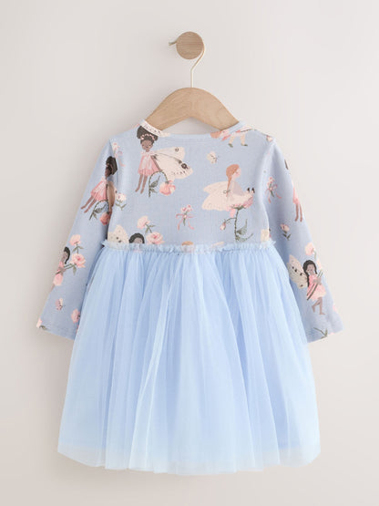Blue Fairy Long Sleeve Mesh Party Dress (3mths-7yrs)