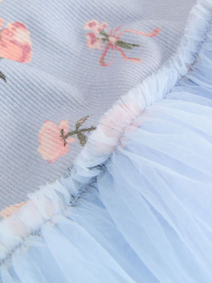 Blue Fairy Long Sleeve Mesh Party Dress (3mths-7yrs)