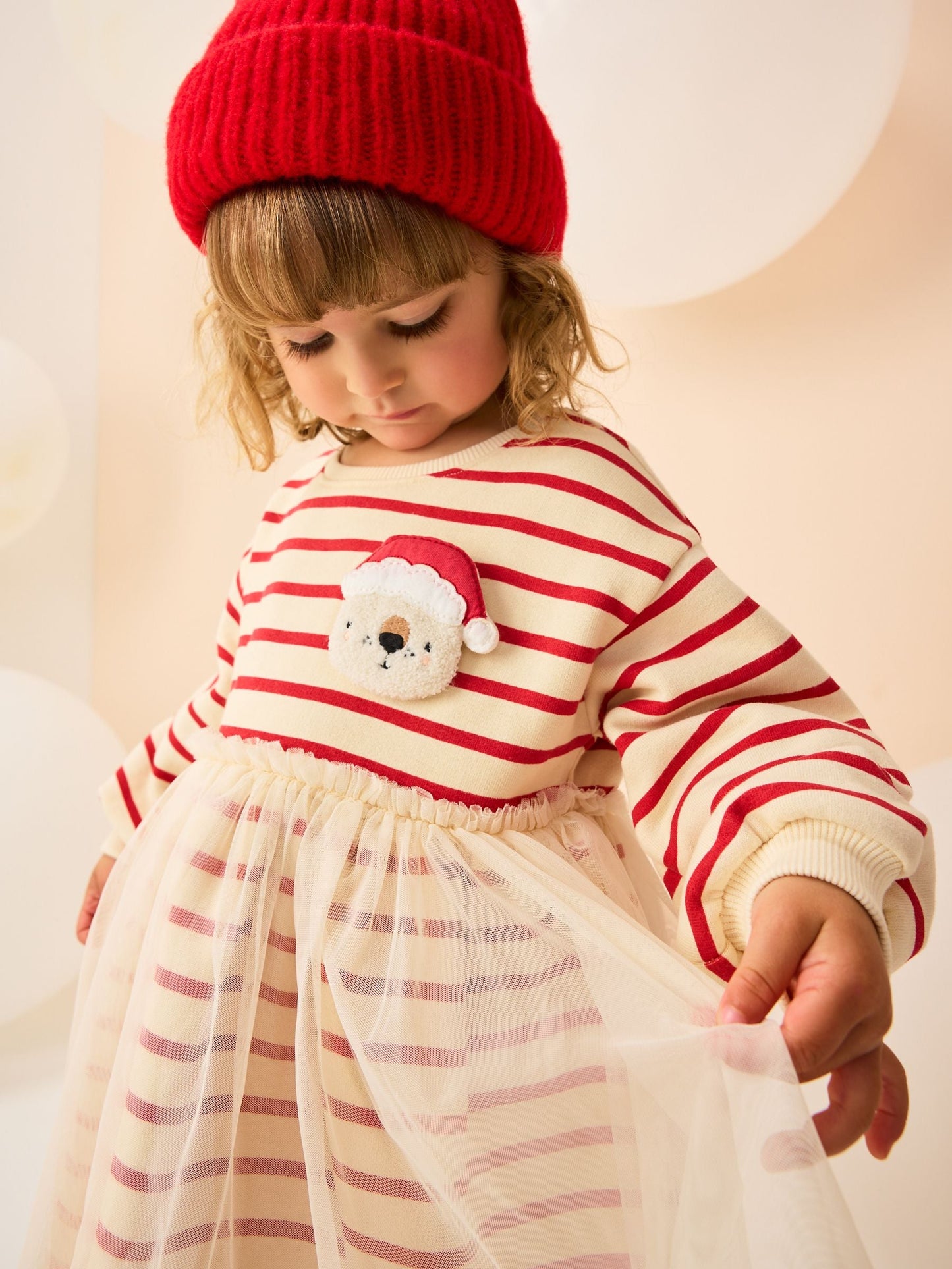 Christmas Bear Mesh Sweat Party Dress (3mths-7yrs)