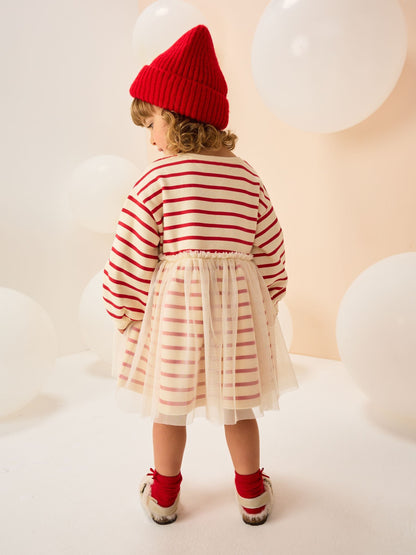 Christmas Bear Mesh Sweat Party Dress (3mths-7yrs)
