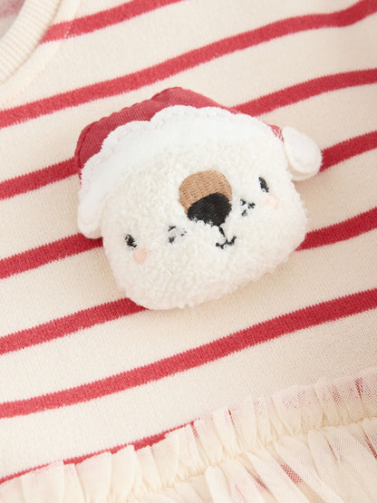 Christmas Bear Mesh Sweat Party Dress (3mths-7yrs)