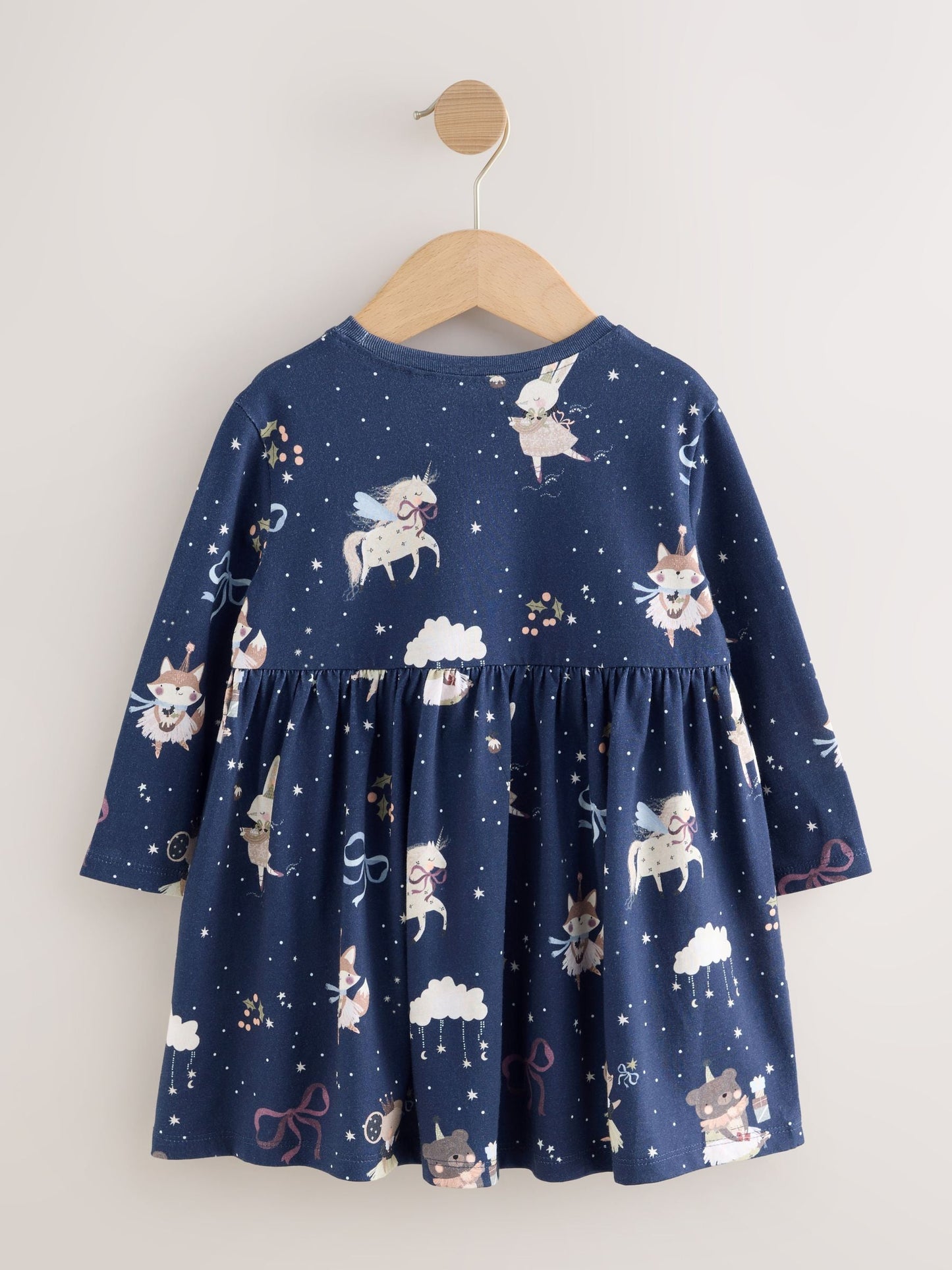 Navy Character Long Sleeve Christmas Dress (3mths-7yrs)