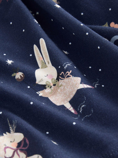 Navy Character Long Sleeve Christmas Dress (3mths-7yrs)