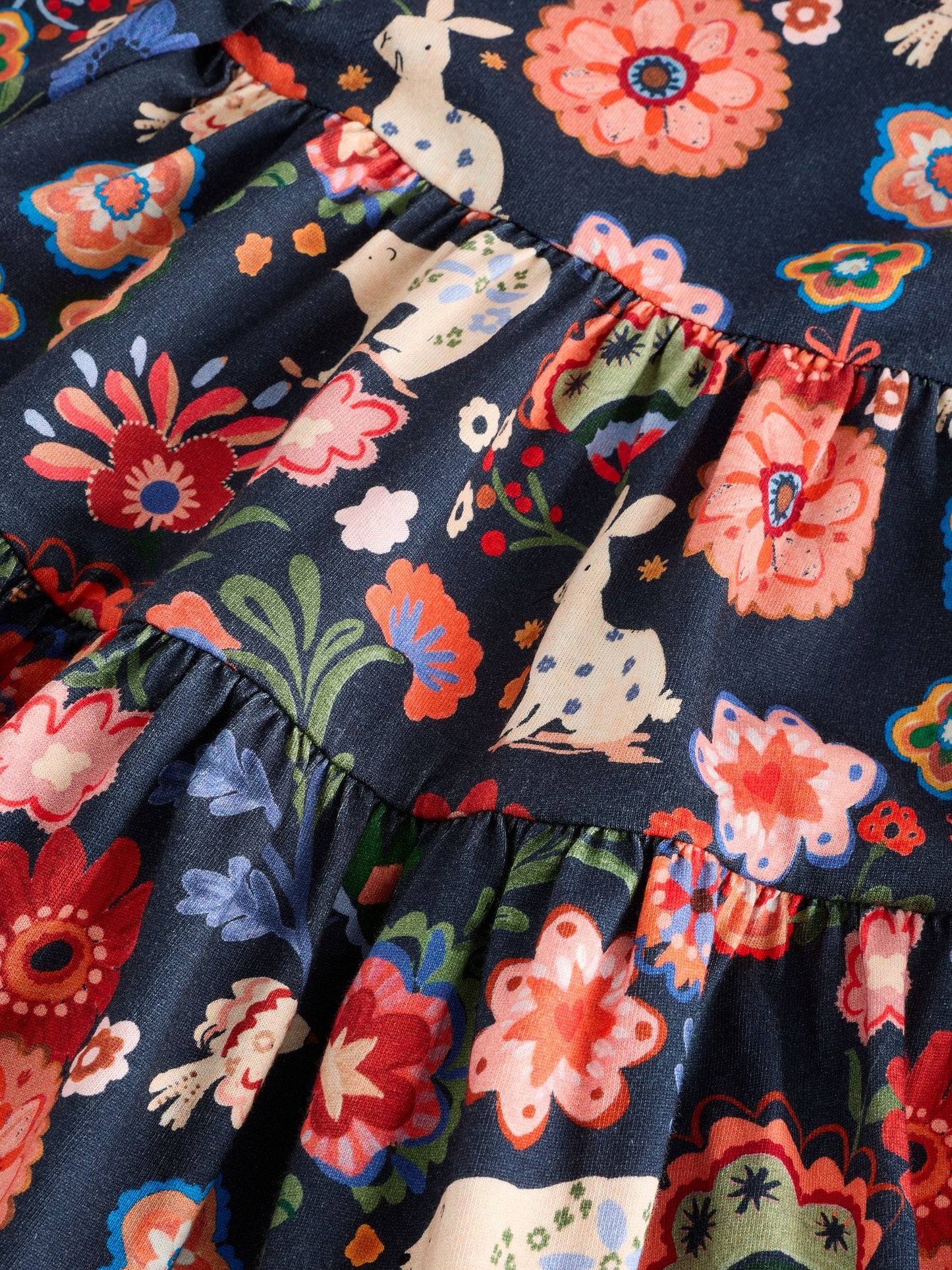 Navy Long Sleeve Tiered Dress (3mths-7yrs)