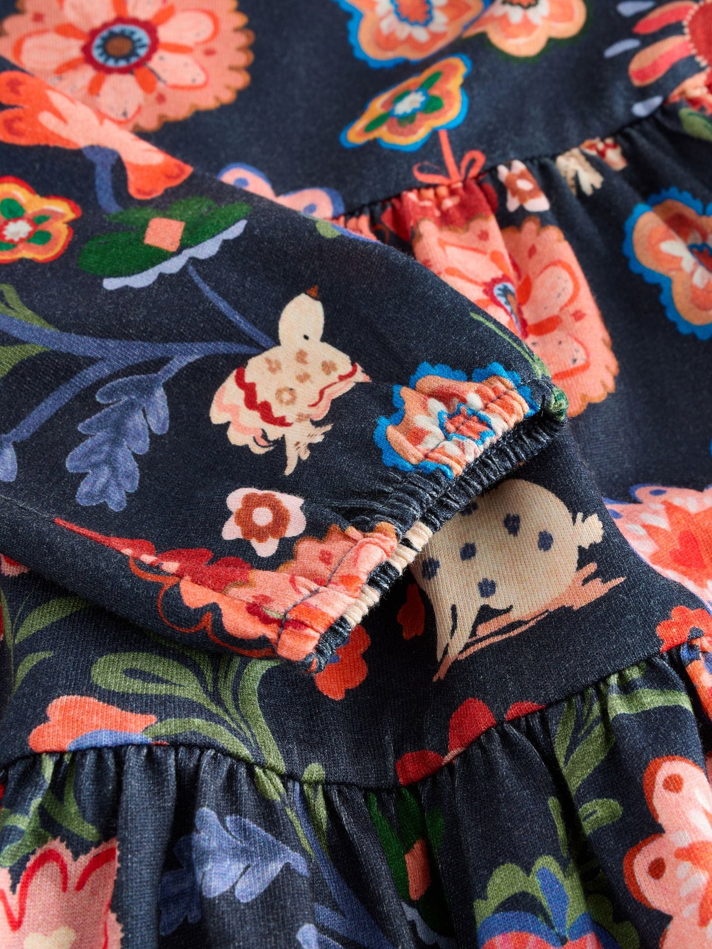 Navy Long Sleeve Tiered Dress (3mths-7yrs)