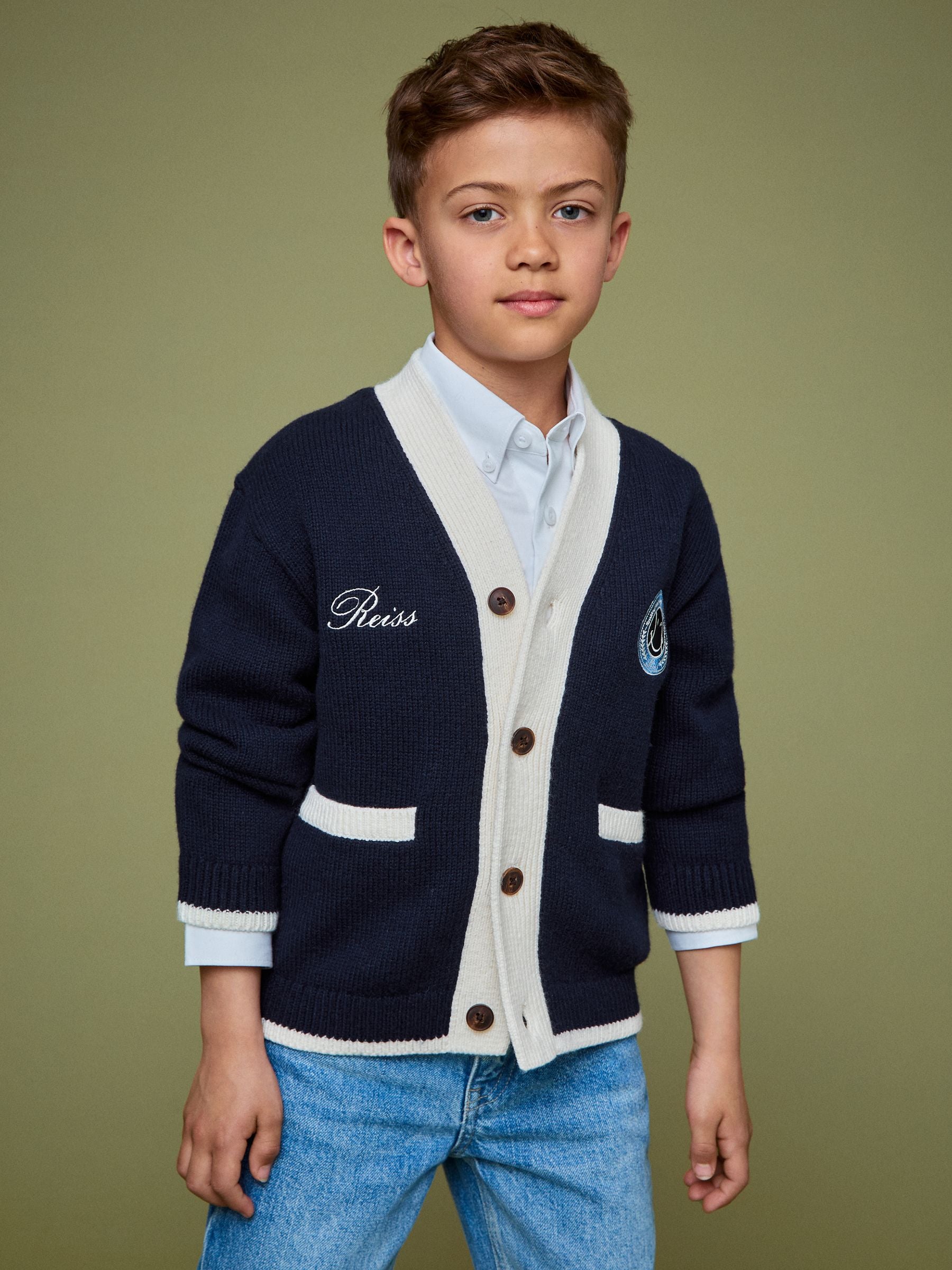 Dsiney Kidz - Reiss Off White Love 3-9 yrs SmileyWorld | Reiss Logo Cardigan Unisex Fit image 1