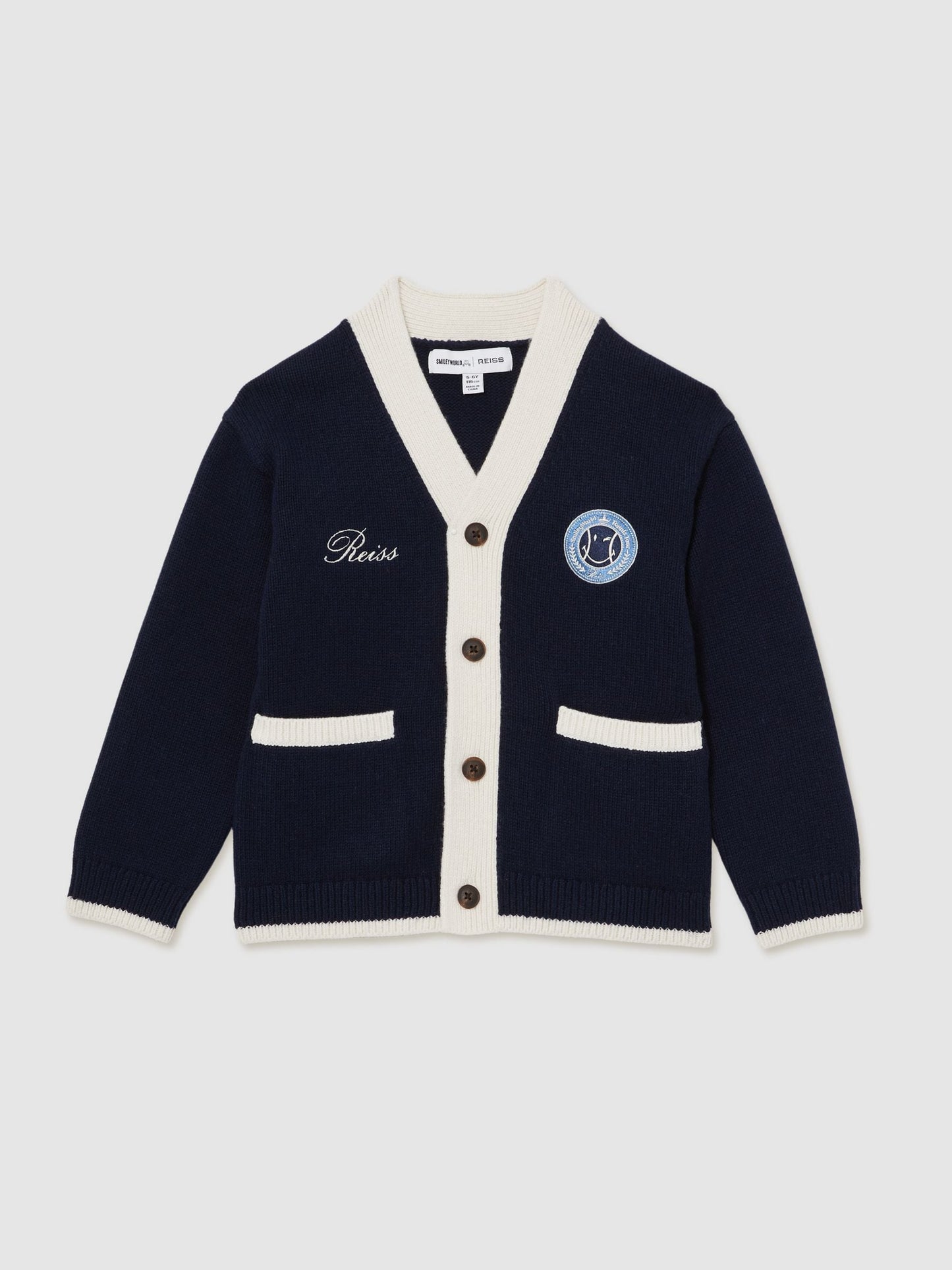 Dsiney Kidz - Reiss Off White Love 3-9 yrs SmileyWorld | Reiss Logo Cardigan Unisex Fit image 2