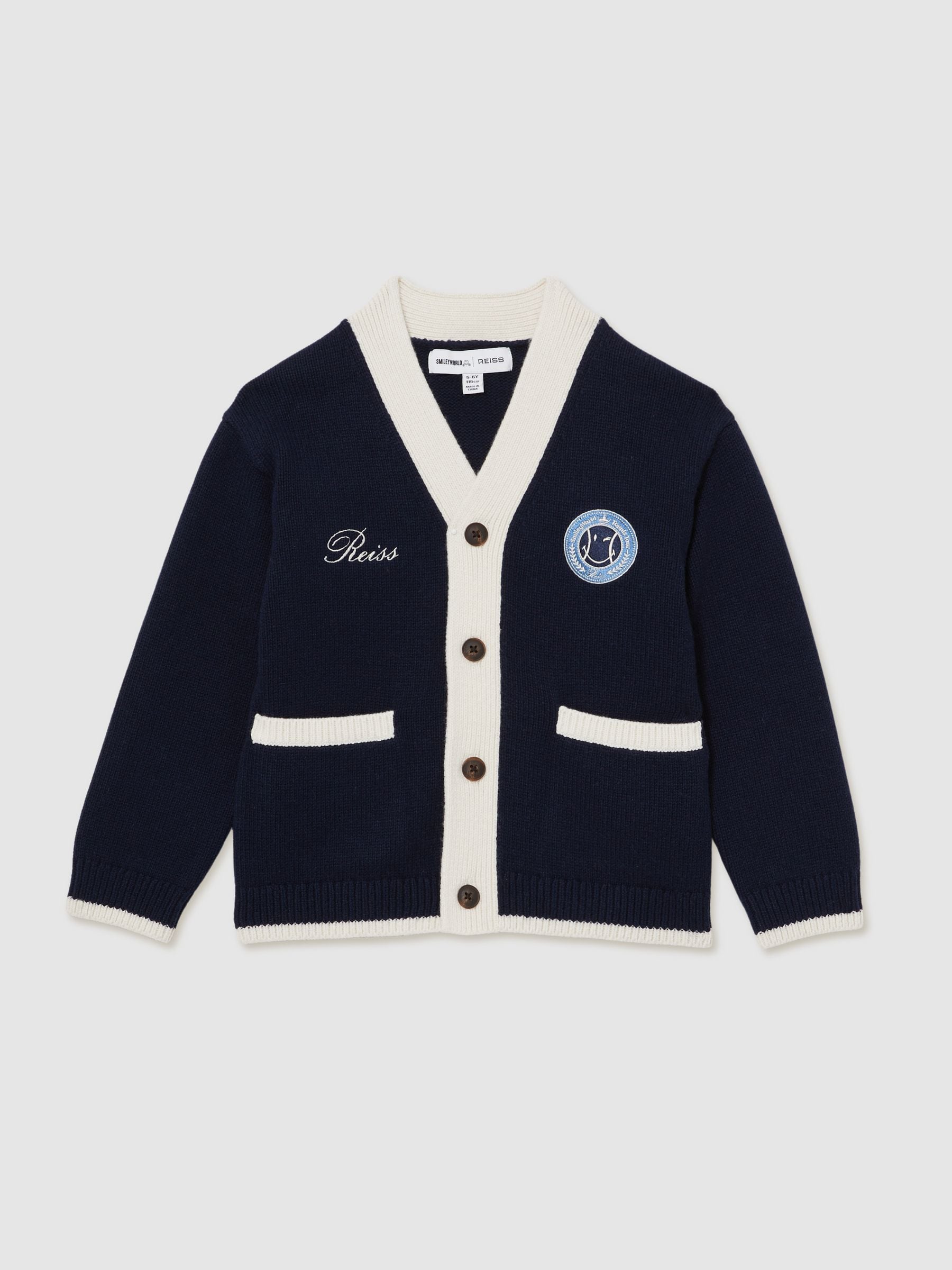 Dsiney Kidz - Reiss Off White Love 3-9 yrs SmileyWorld | Reiss Logo Cardigan Unisex Fit image 2
