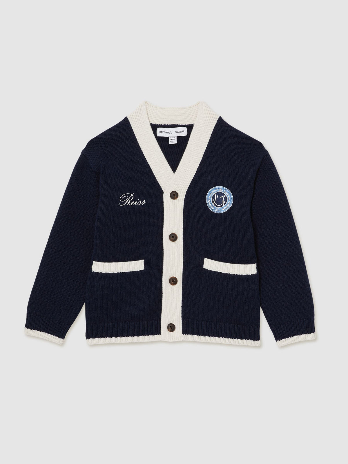 Dsiney Kidz - Reiss Off White Love 3-9 yrs SmileyWorld | Reiss Logo Cardigan Unisex Fit image 2
