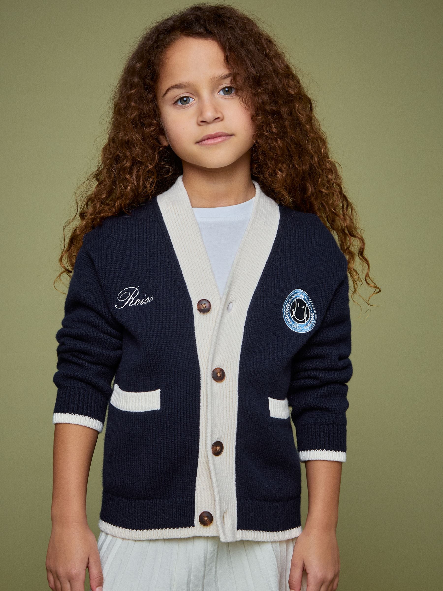 Dsiney Kidz - Reiss Off White Love 3-9 yrs SmileyWorld | Reiss Logo Cardigan Unisex Fit image 3
