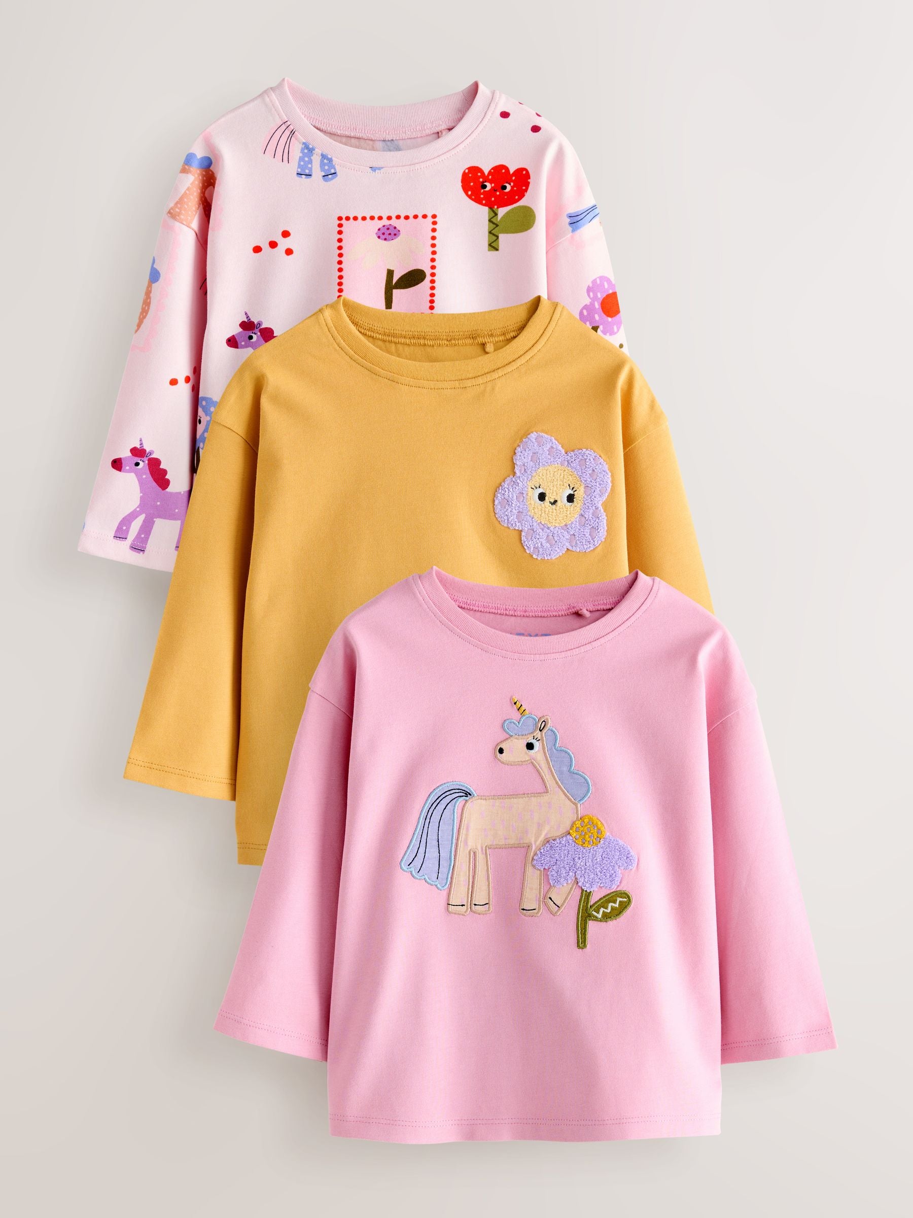 Dsiney Kidz - Unicorn Character Long Sleeve Tops 3 Pack (3mths-7yrs) image 1