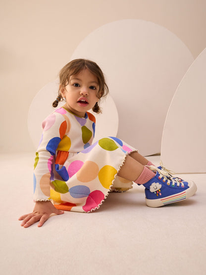 Rainbow Spot Long Sleeve Ribbed Dress (3mths-7yrs) image 4
