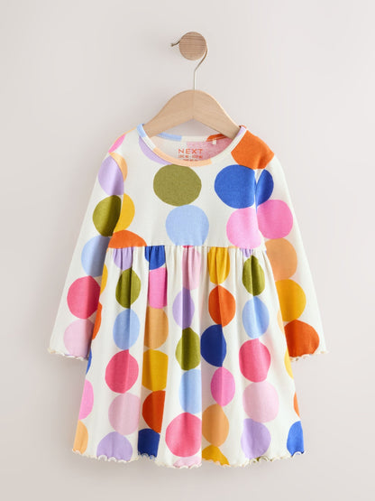 Rainbow Spot Long Sleeve Ribbed Dress (3mths-7yrs) image 5