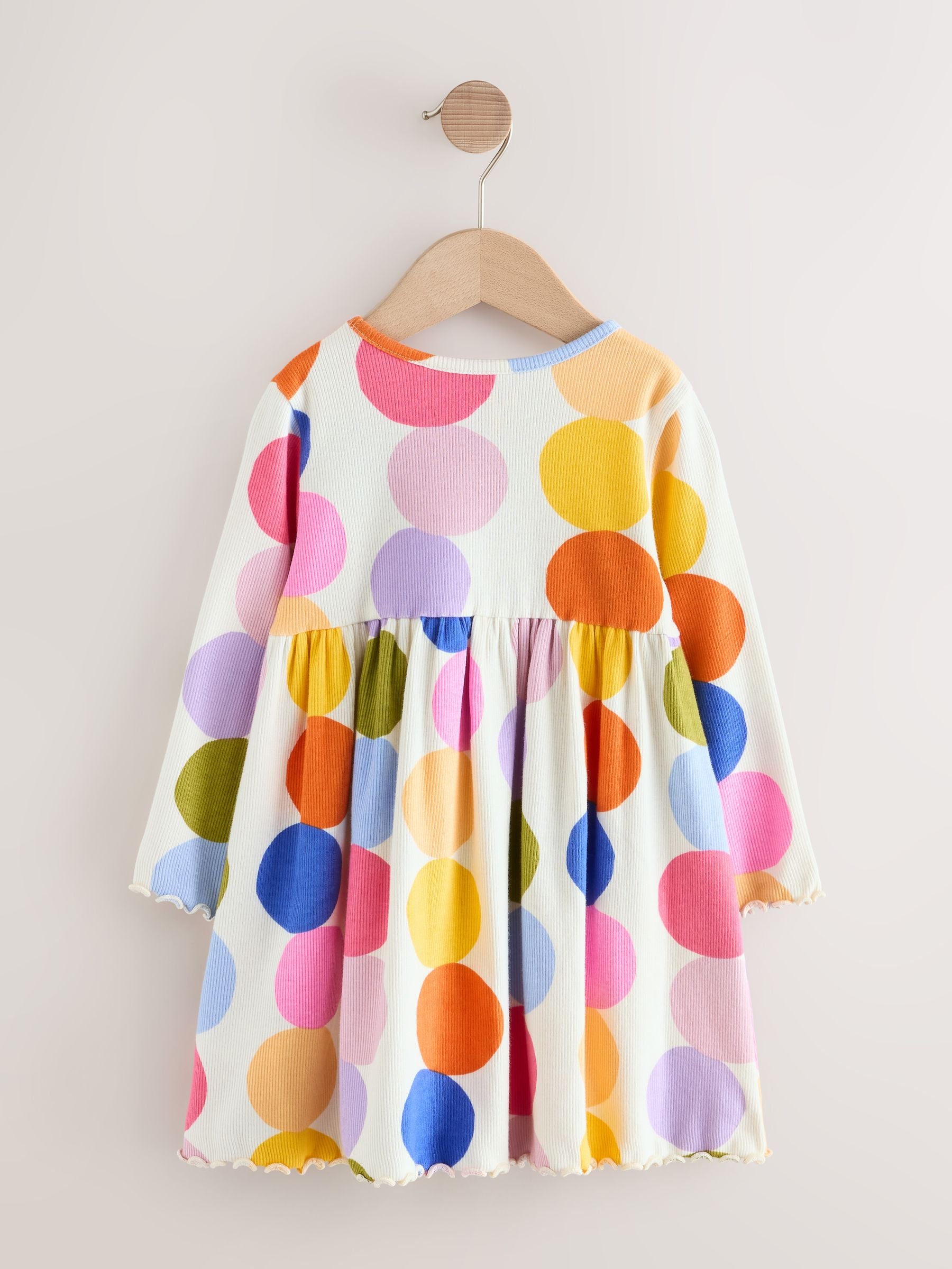 Rainbow Spot Long Sleeve Ribbed Dress (3mths-7yrs) image 6