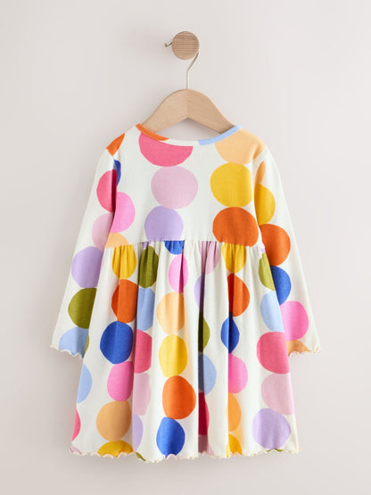 Rainbow Spot Long Sleeve Ribbed Dress (3mths-7yrs) image 6