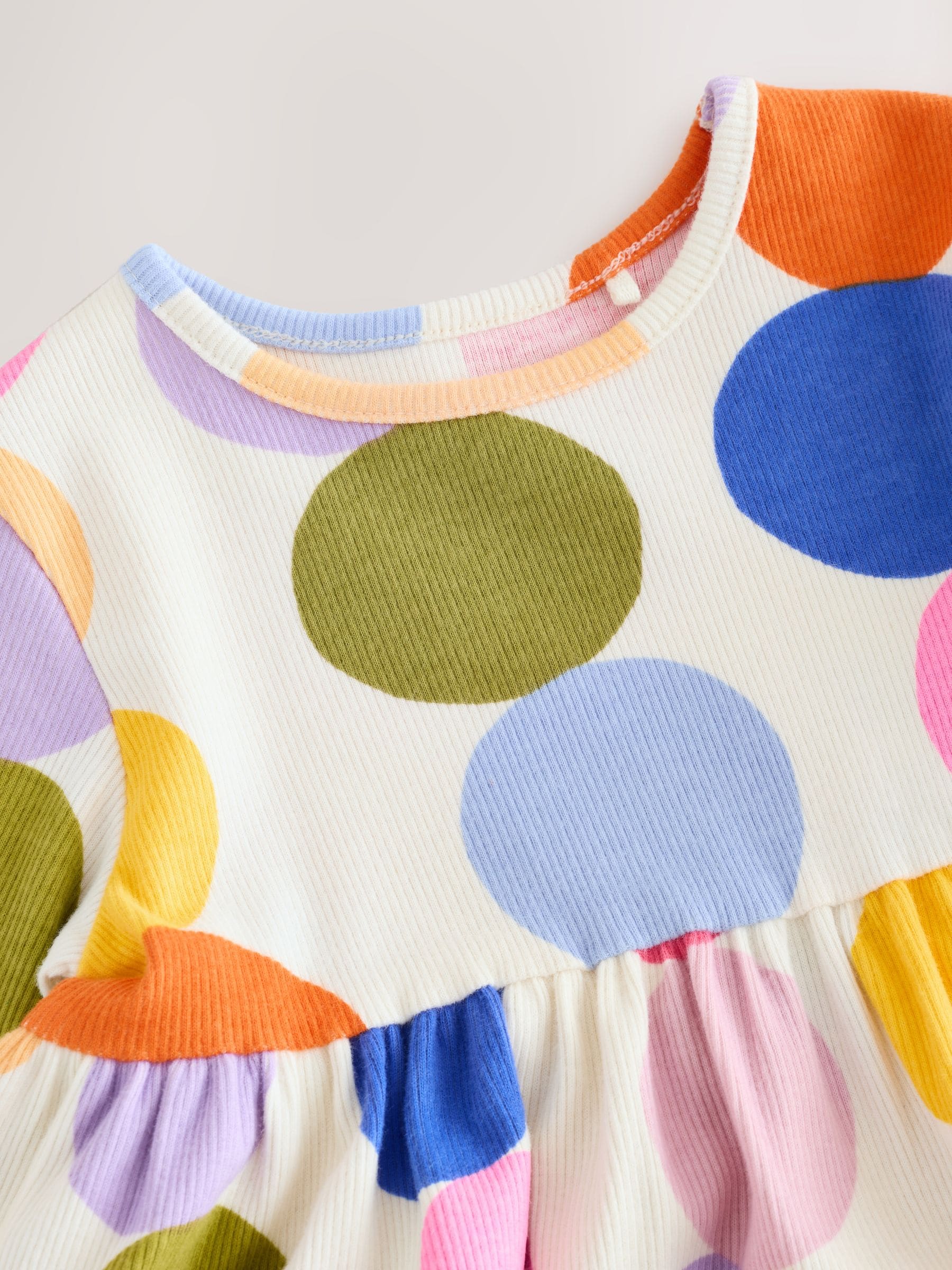 Rainbow Spot Long Sleeve Ribbed Dress (3mths-7yrs) image 7