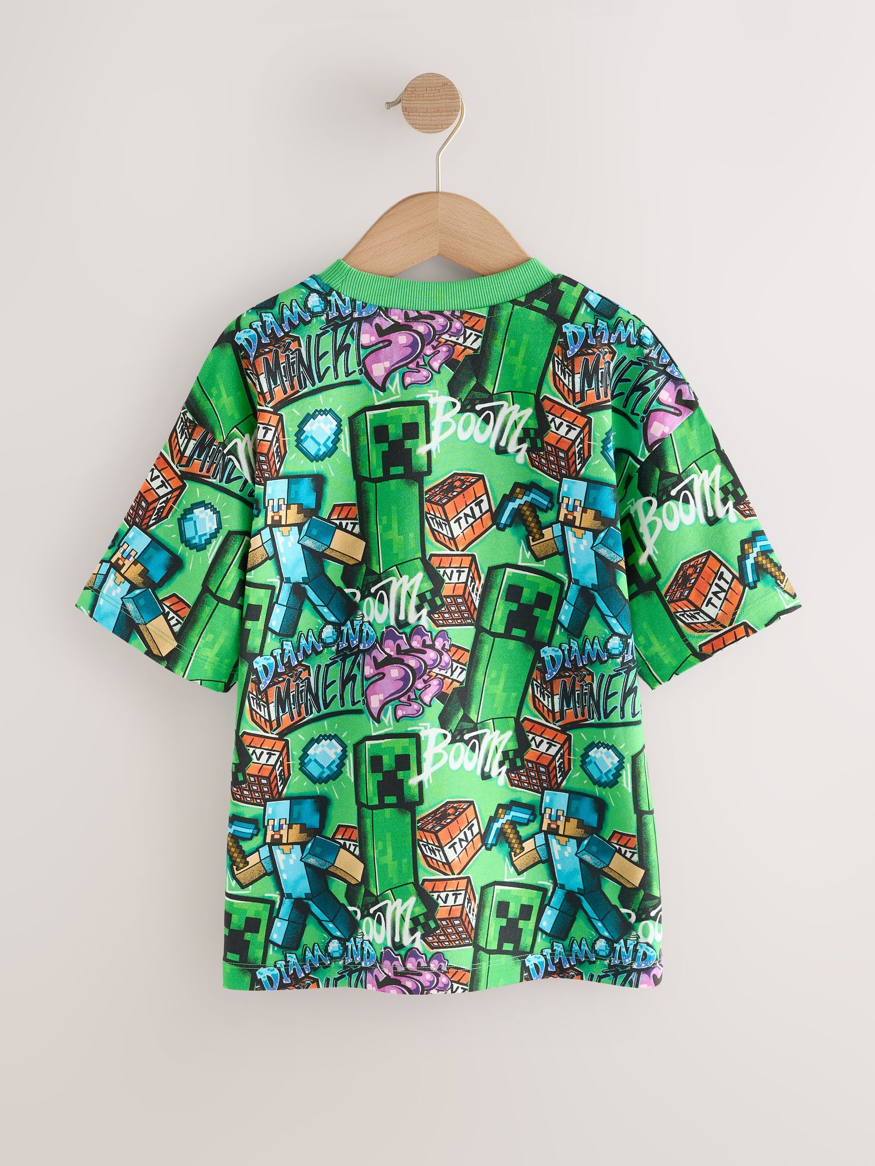 Dsiney Kidz - Green All Over Print Single Minecraft T-Shirt (3-16yrs) image 2