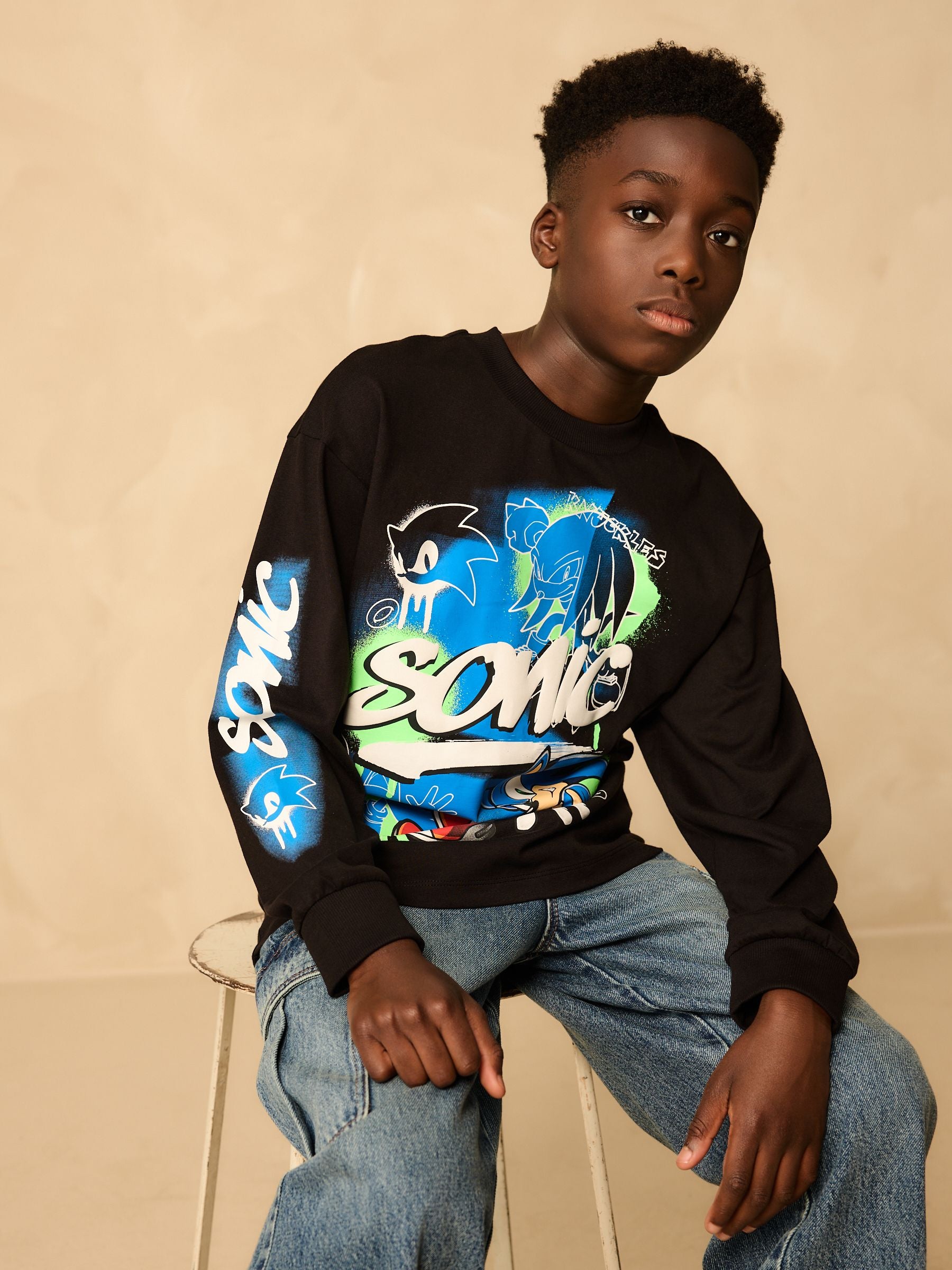 Dsiney Kidz - Black Long Sleeve Sonic T-Shirt (3-16yrs) image 1
