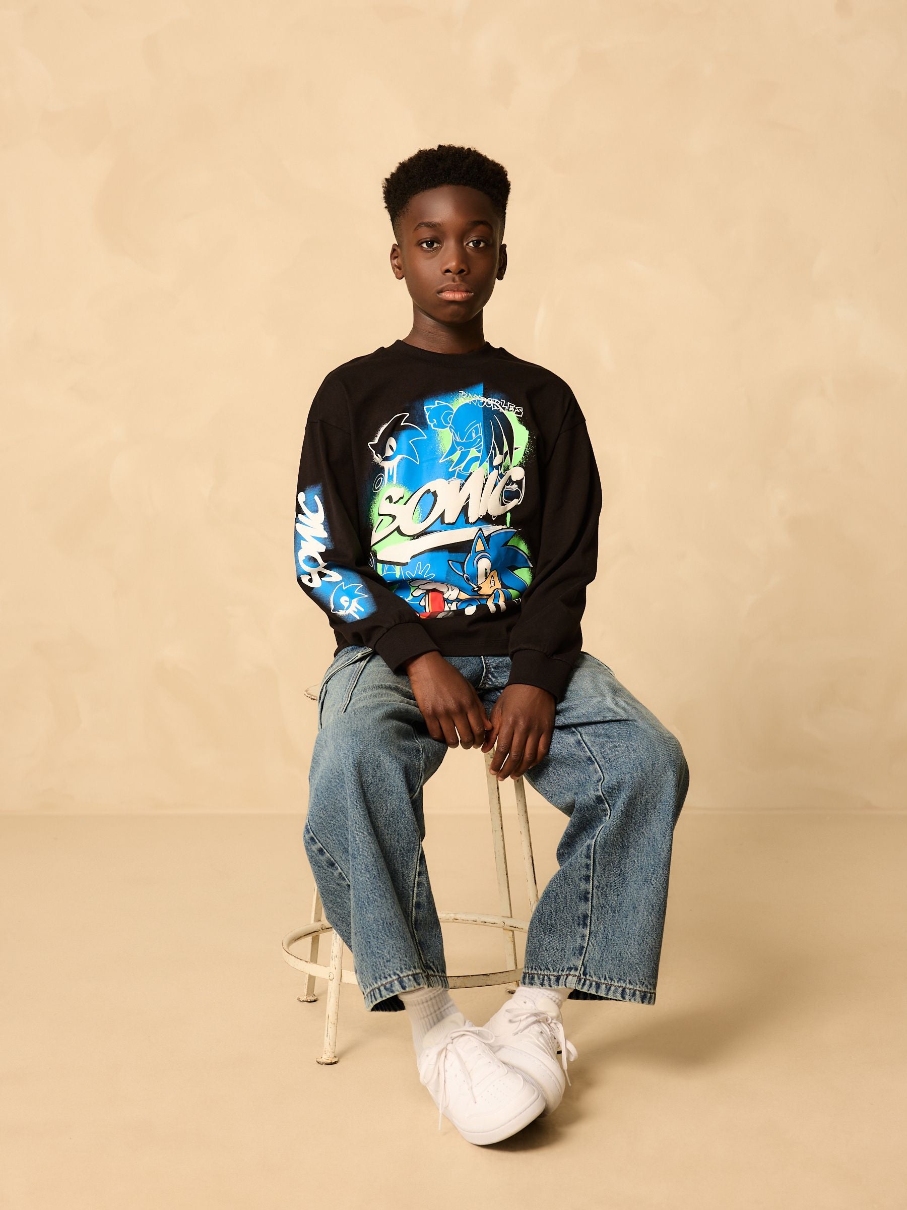 Dsiney Kidz - Black Long Sleeve Sonic T-Shirt (3-16yrs) image 2
