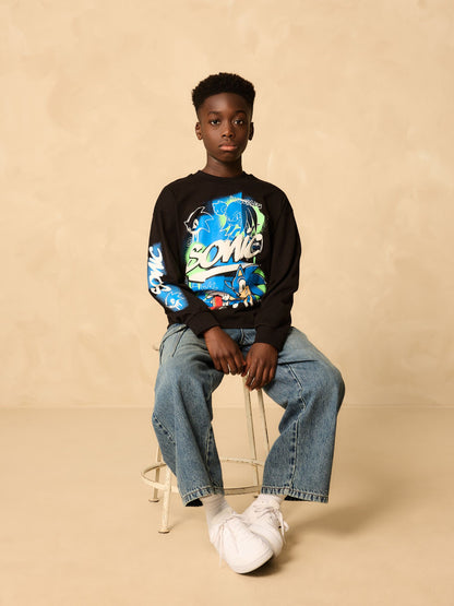 Dsiney Kidz - Black Long Sleeve Sonic T-Shirt (3-16yrs) image 2