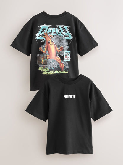 Dsiney Kidz - Black Fortnite Print Short Sleeved T-Shirt (4-16yrs) image 3
