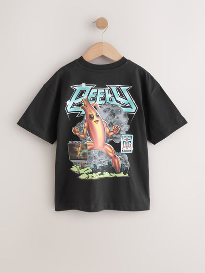 Dsiney Kidz - Black Fortnite Print Short Sleeved T-Shirt (4-16yrs) image 4