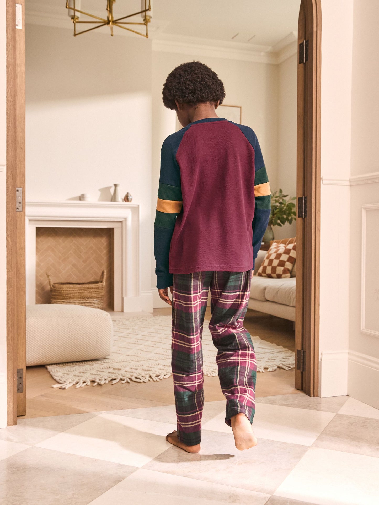 Burgundy Red/ Green Check Single Woven Pyjamas (3-16yrs) image 4