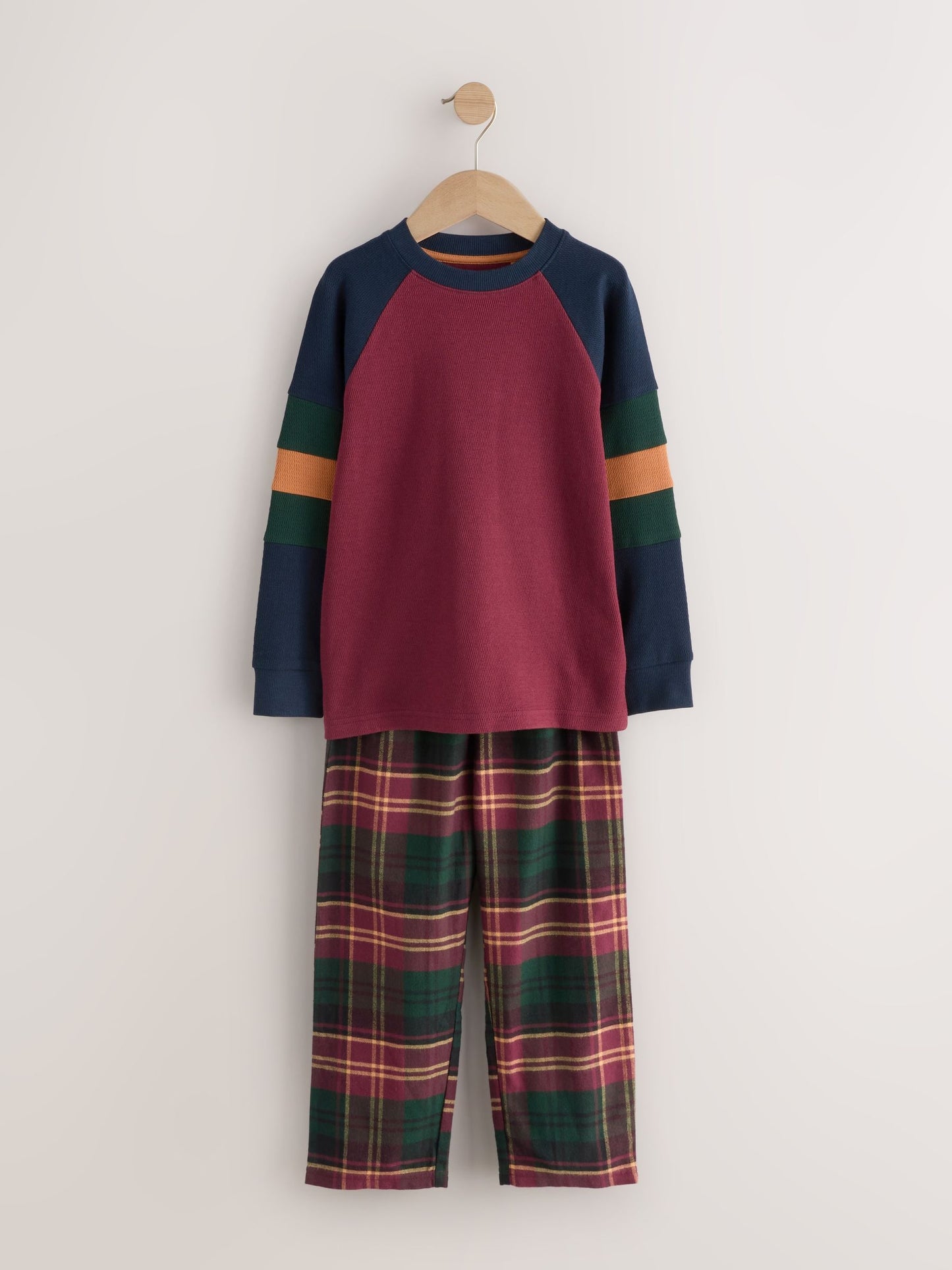 Burgundy Red/ Green Check Single Woven Pyjamas (3-16yrs) image 5