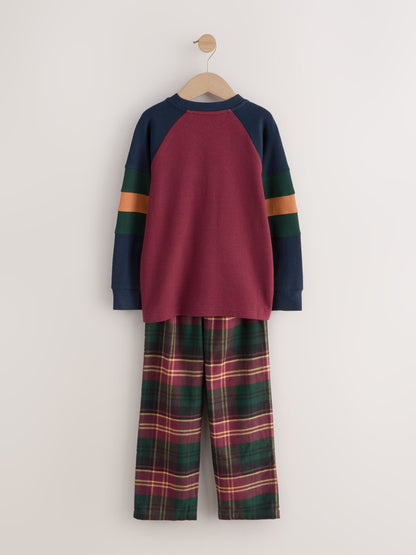 Burgundy Red/ Green Check Single Woven Pyjamas (3-16yrs) image 6