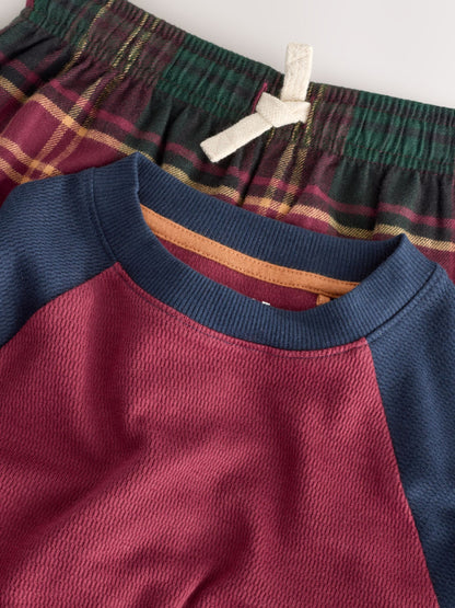 Burgundy Red/ Green Check Single Woven Pyjamas (3-16yrs) image 7