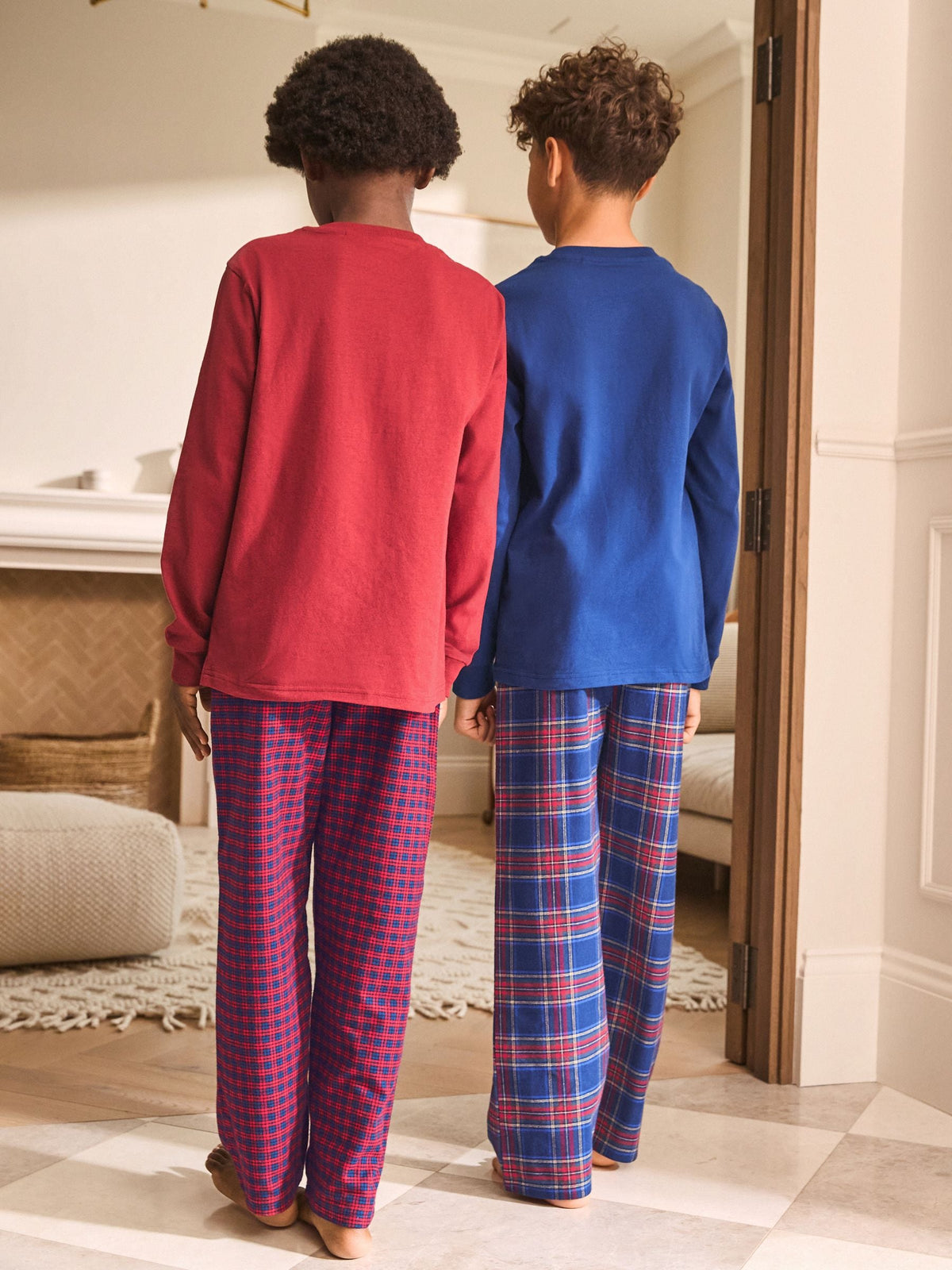 Red/Blue Long Sleeve Woven Check Pyjamas 2 Pack (3-16yrs) - image 3