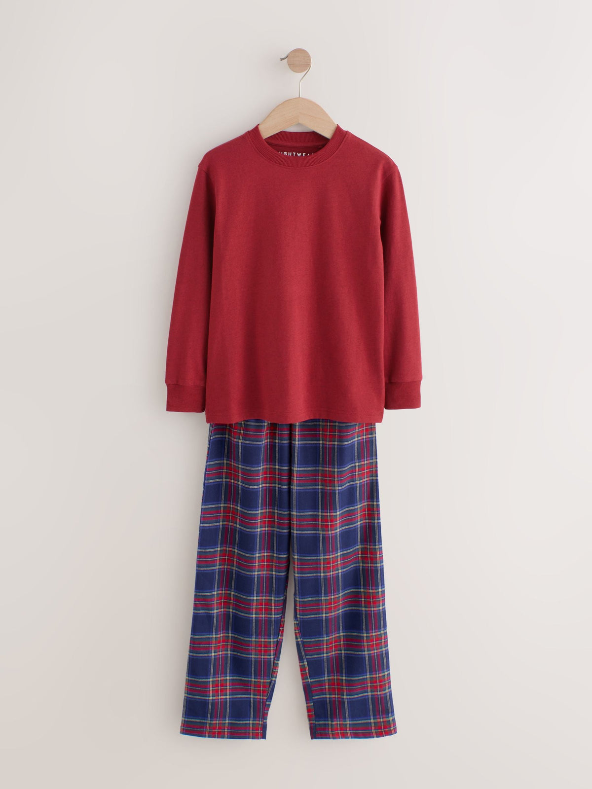 Red/Blue Long Sleeve Woven Check Pyjamas 2 Pack (3-16yrs) - image 4