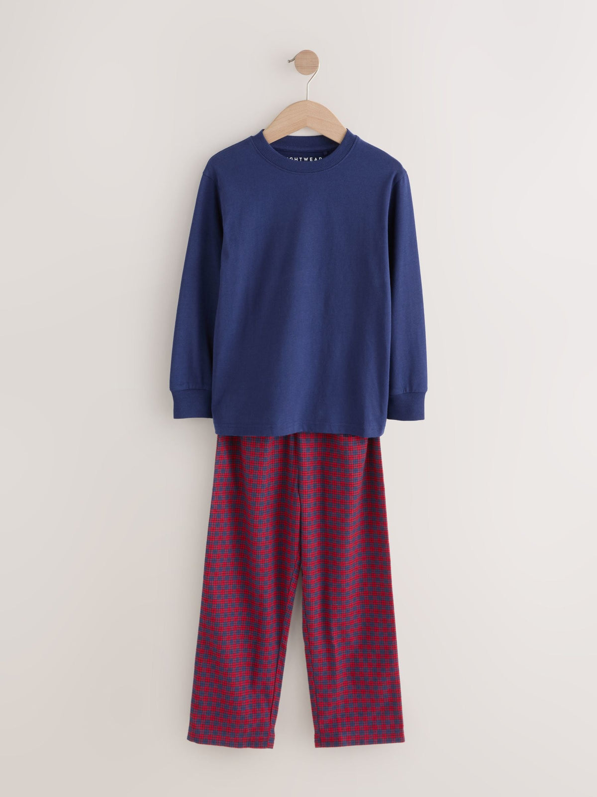 Red/Blue Long Sleeve Woven Check Pyjamas 2 Pack (3-16yrs) - image 5