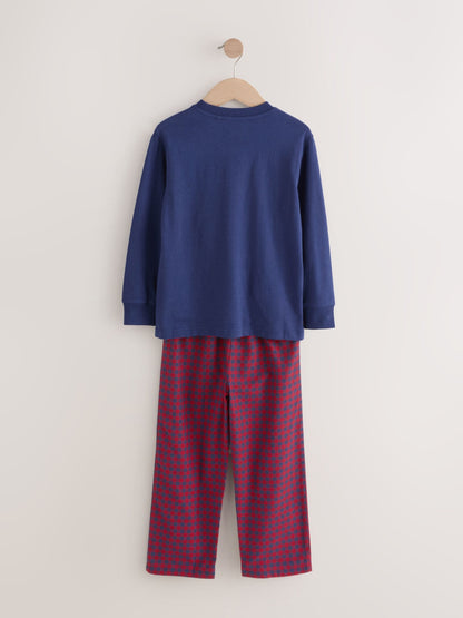 Red/Blue Long Sleeve Woven Check Pyjamas 2 Pack (3-16yrs) - image 6