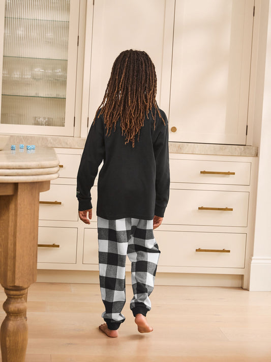 Black/Green Buffallo Check Football Single Woven Pyjamas (3-16yrs) image 3