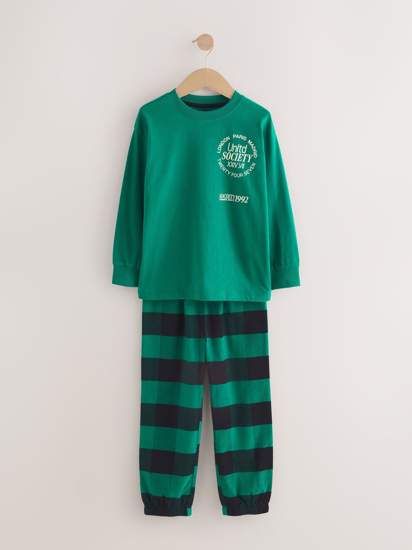Black/Green/White Woven Check Pyjamas 3 Pack (3-16yrs) image 3