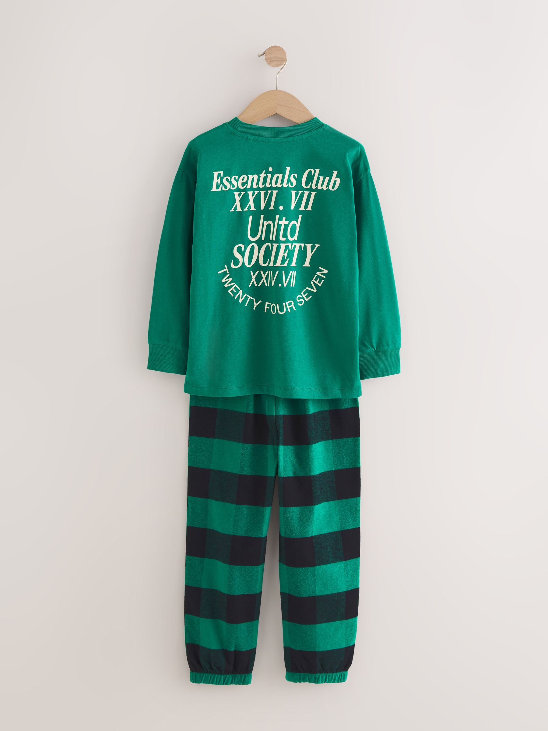Black/Green/White Woven Check Pyjamas 3 Pack (3-16yrs) image 4
