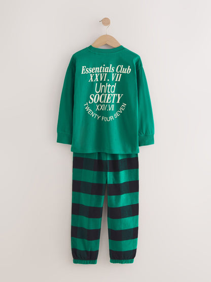 Black/Green/White Woven Check Pyjamas 3 Pack (3-16yrs) image 4
