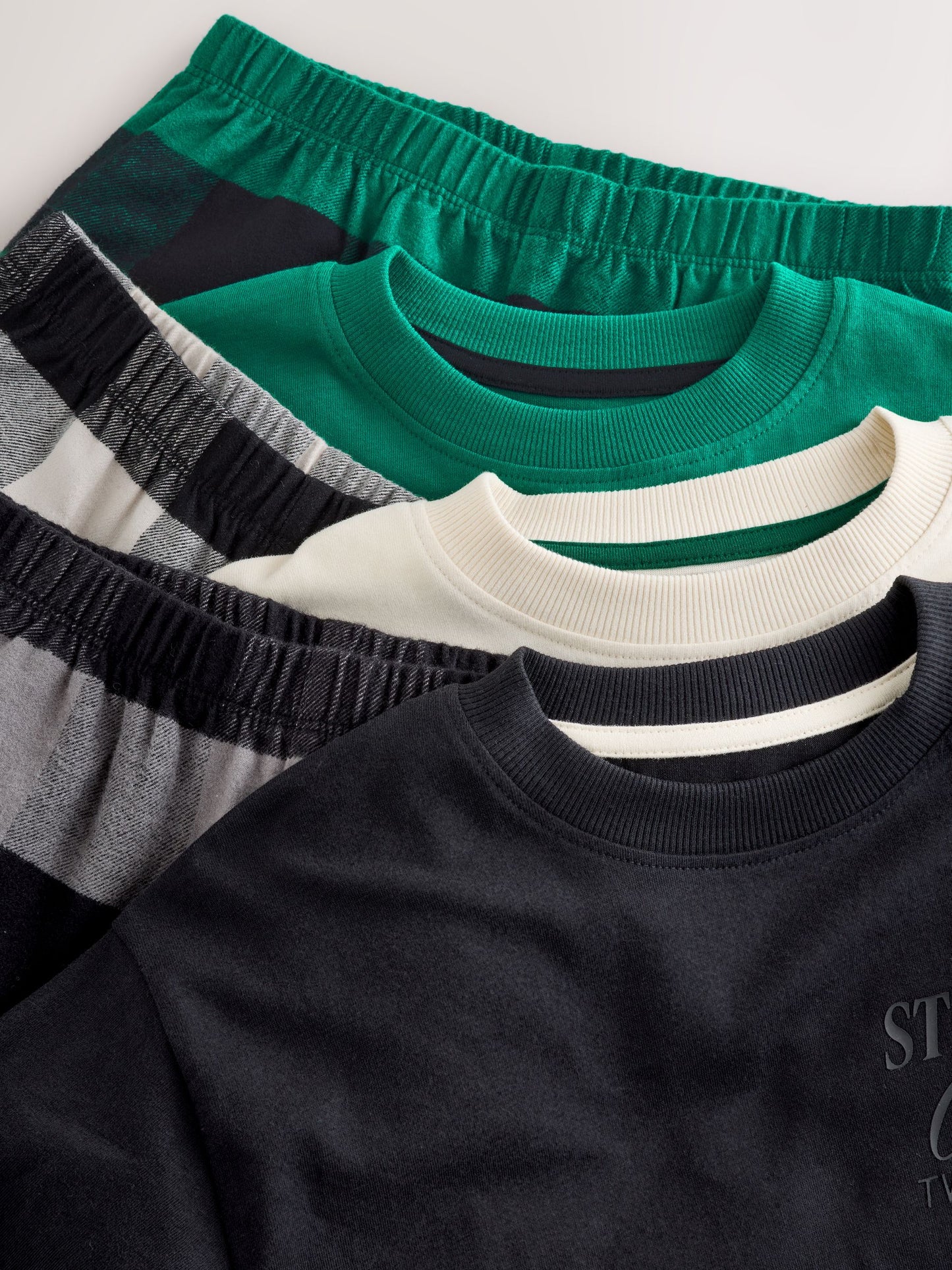 Black/Green/White Woven Check Pyjamas 3 Pack (3-16yrs) image 8