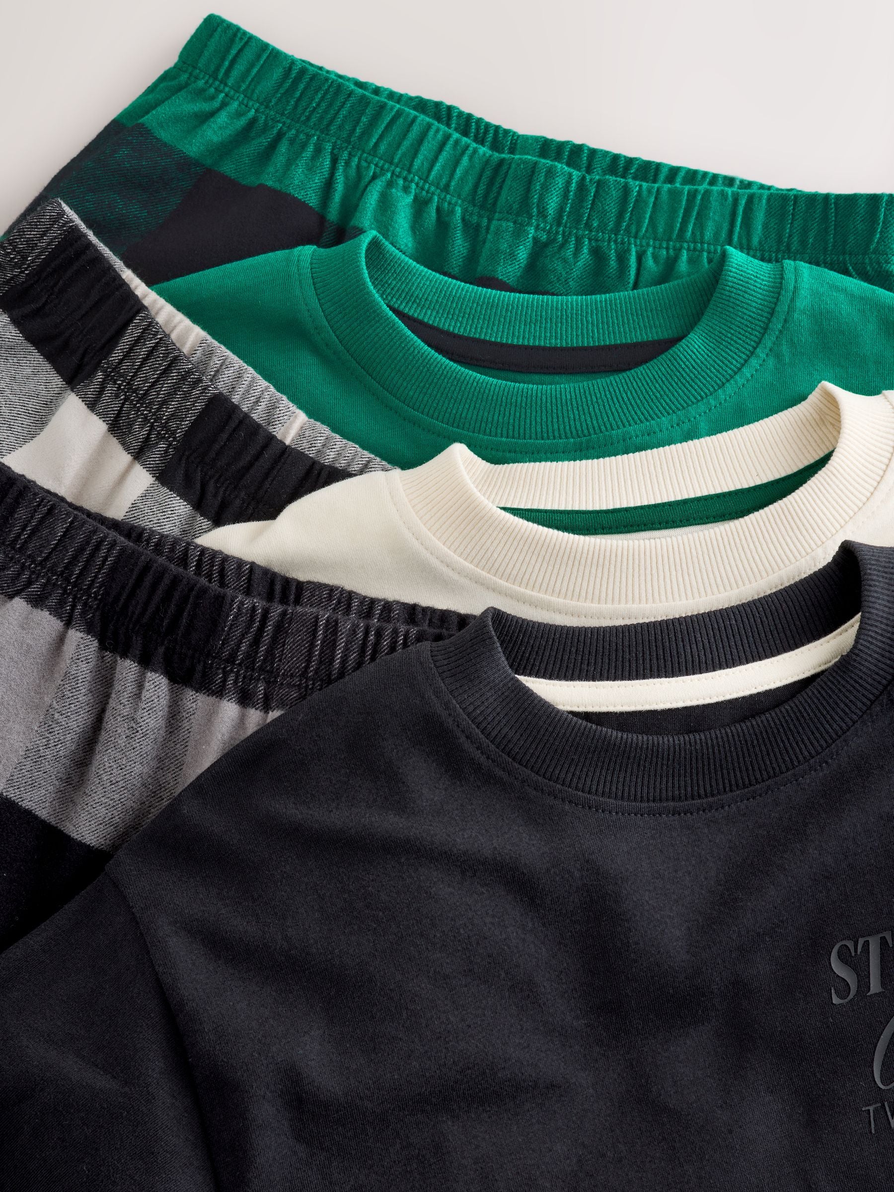 Black/Green/White Woven Check Pyjamas 3 Pack (3-16yrs) image 8