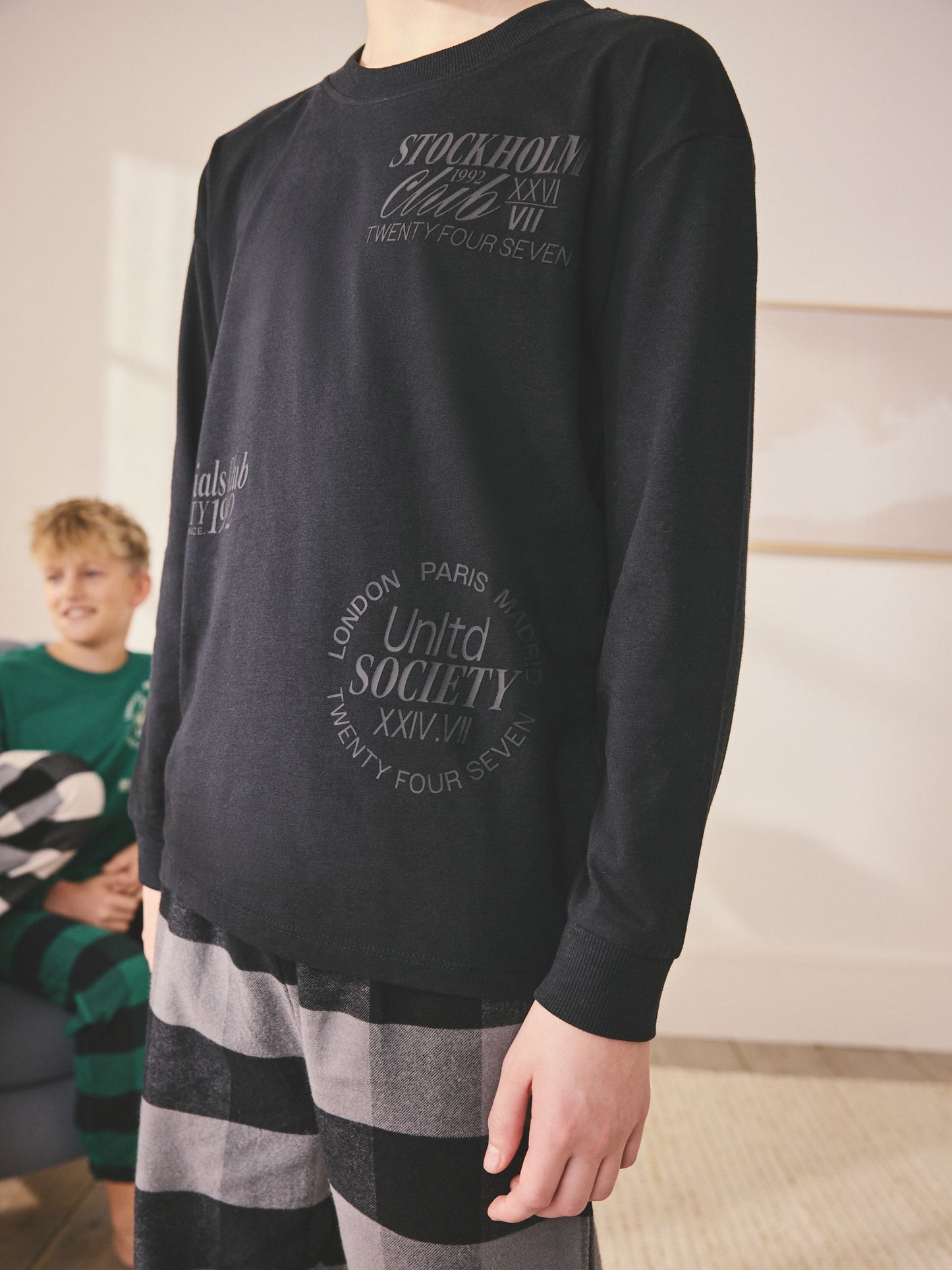 Black/Green/White Woven Check Pyjamas 3 Pack (3-16yrs) image 11