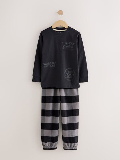 Black/Green/White Woven Check Pyjamas 3 Pack (3-16yrs) image 14