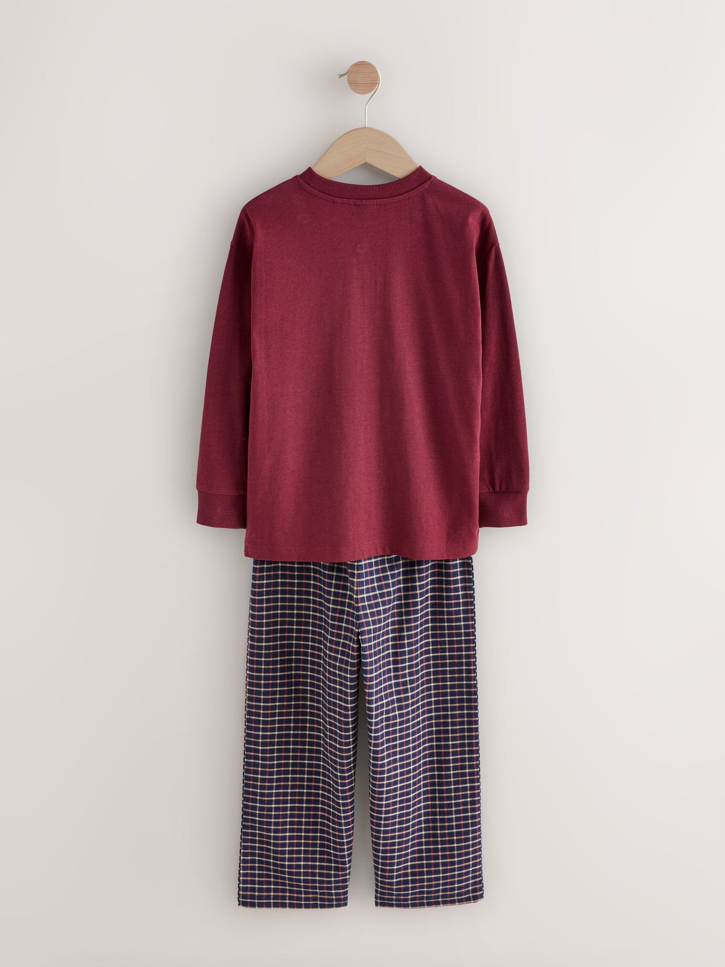 Navy/Burgundy Long Sleeve Woven Check Pyjamas 2 Pack (3-16yrs) image 8