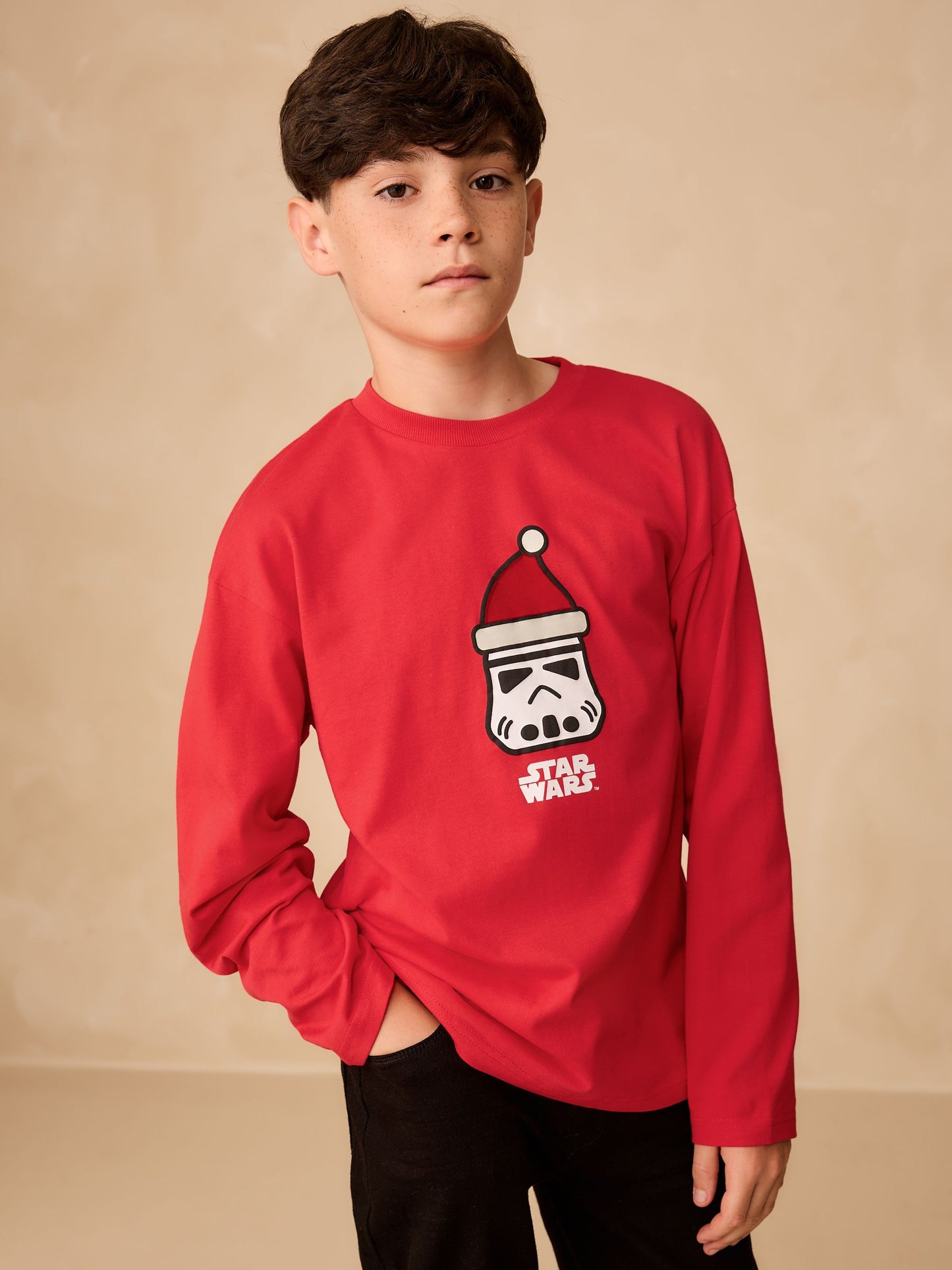 Dsiney Kidz - Red Star Wars Long Sleeve Christmas T-Shirt (3-16yrs) image 1