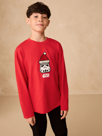Dsiney Kidz - Red Star Wars Long Sleeve Christmas T-Shirt (3-16yrs) image 2