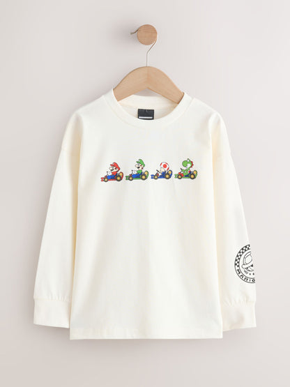 White Mario Kart Gaming Long Sleeve T-Shirt (3-16yrs) - image 1