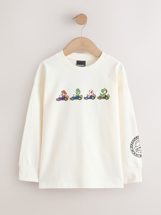 White Mario Kart Gaming Long Sleeve T-Shirt (3-16yrs) - image 1
