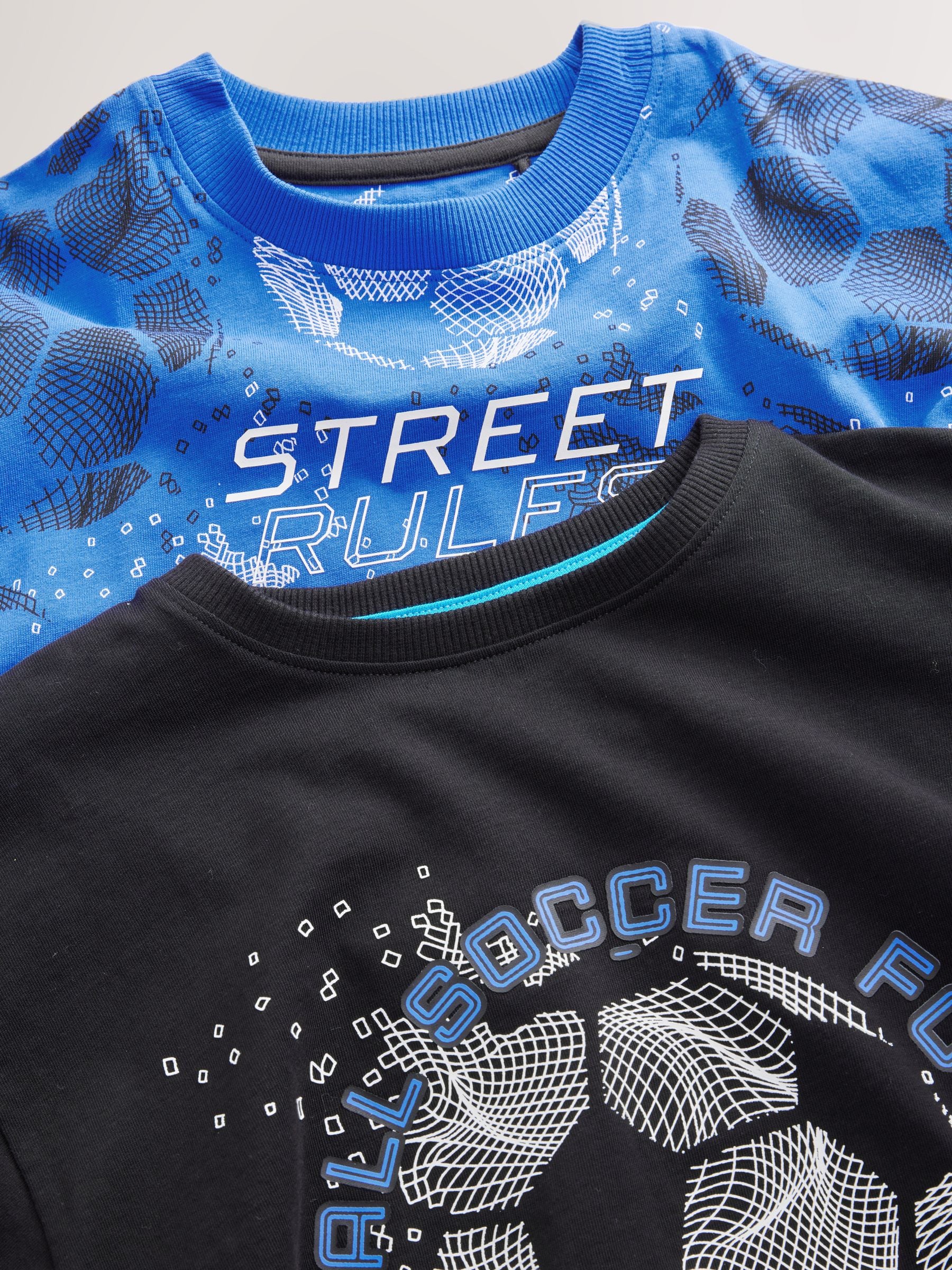 Blue/Black Football Long Sleeve Pyjamas 2 Pack (3-16yrs) image 5