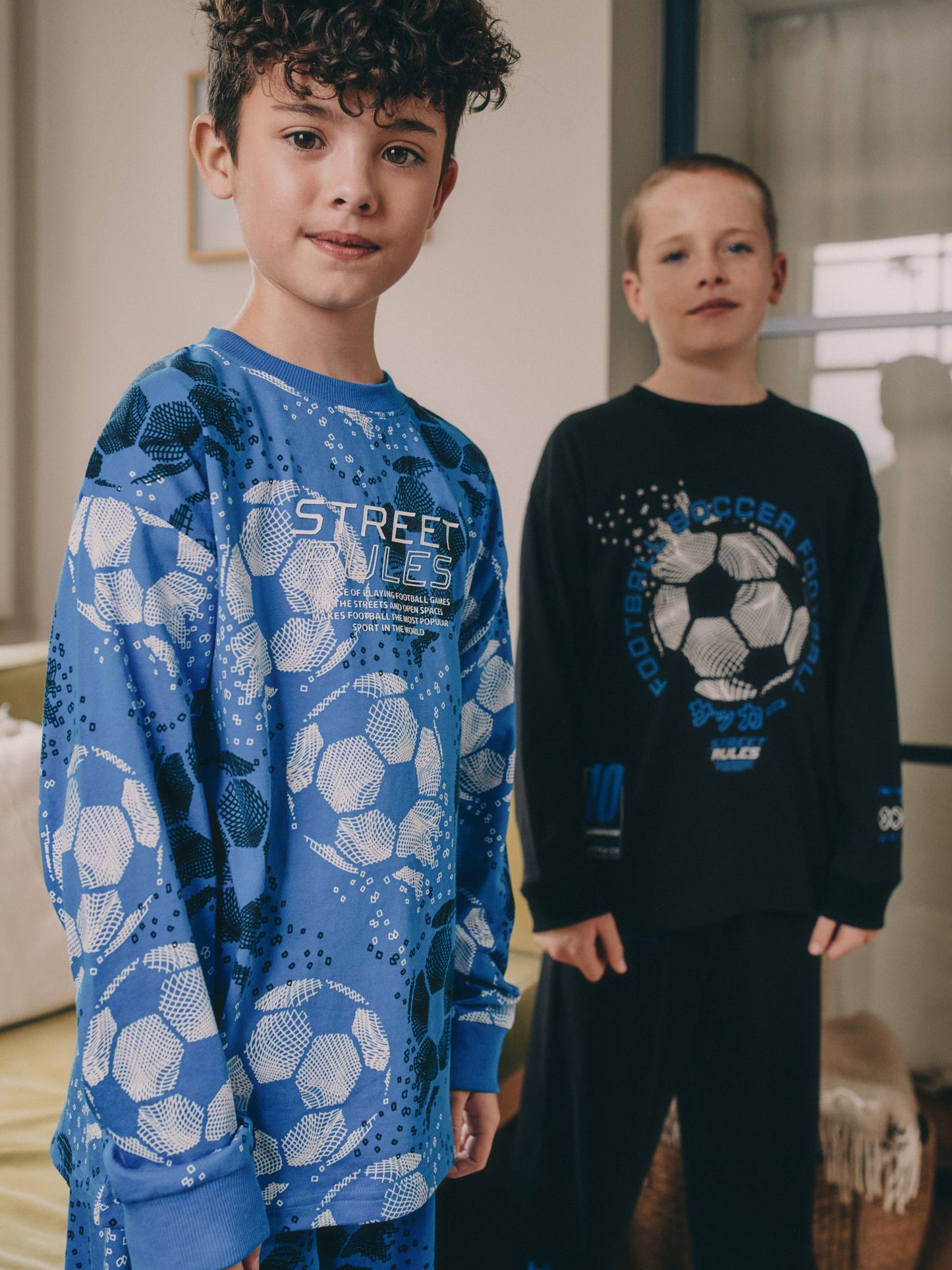 Blue/Black Football Long Sleeve Pyjamas 2 Pack (3-16yrs) image 6