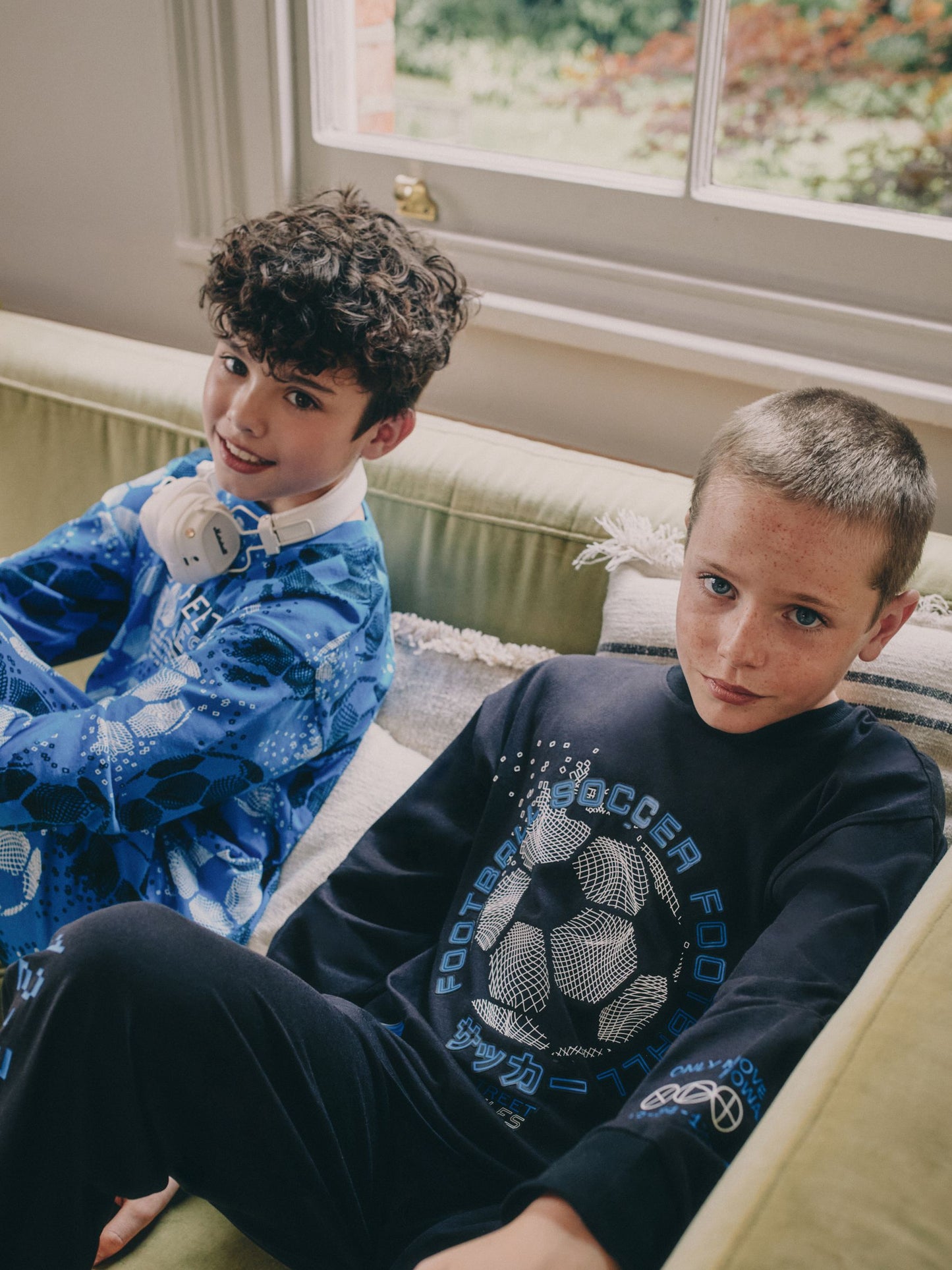 Blue/Black Football Long Sleeve Pyjamas 2 Pack (3-16yrs) image 7